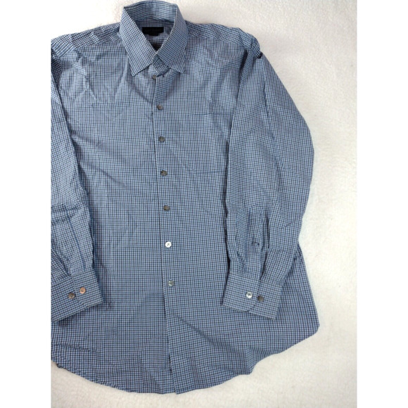 Scott Barber Men's 100% Cotton Blue Plaid Button Down Shirt Size Large‎ - Picture 7 of 10